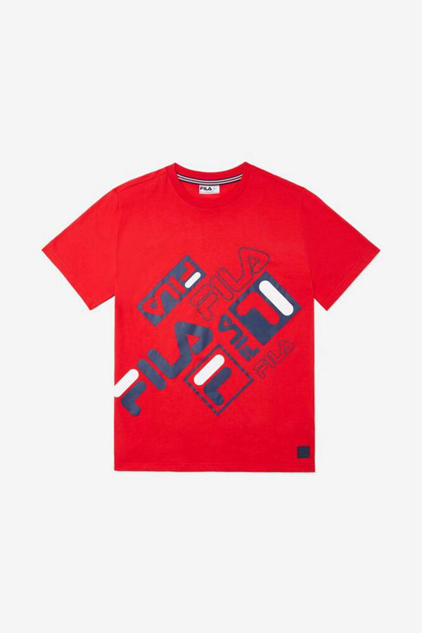 Camisetas Fila Niños Rojas - Patterned Red - España 579813MOK